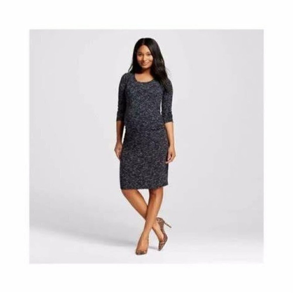 NEW Liz Lange Maternity 3/4 Sleeve Side Ruched Bodycon Dress M
